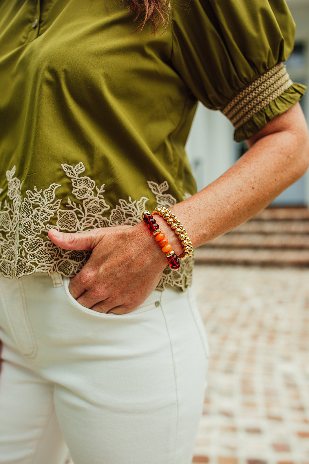 Allee Embroidered Top- Olive