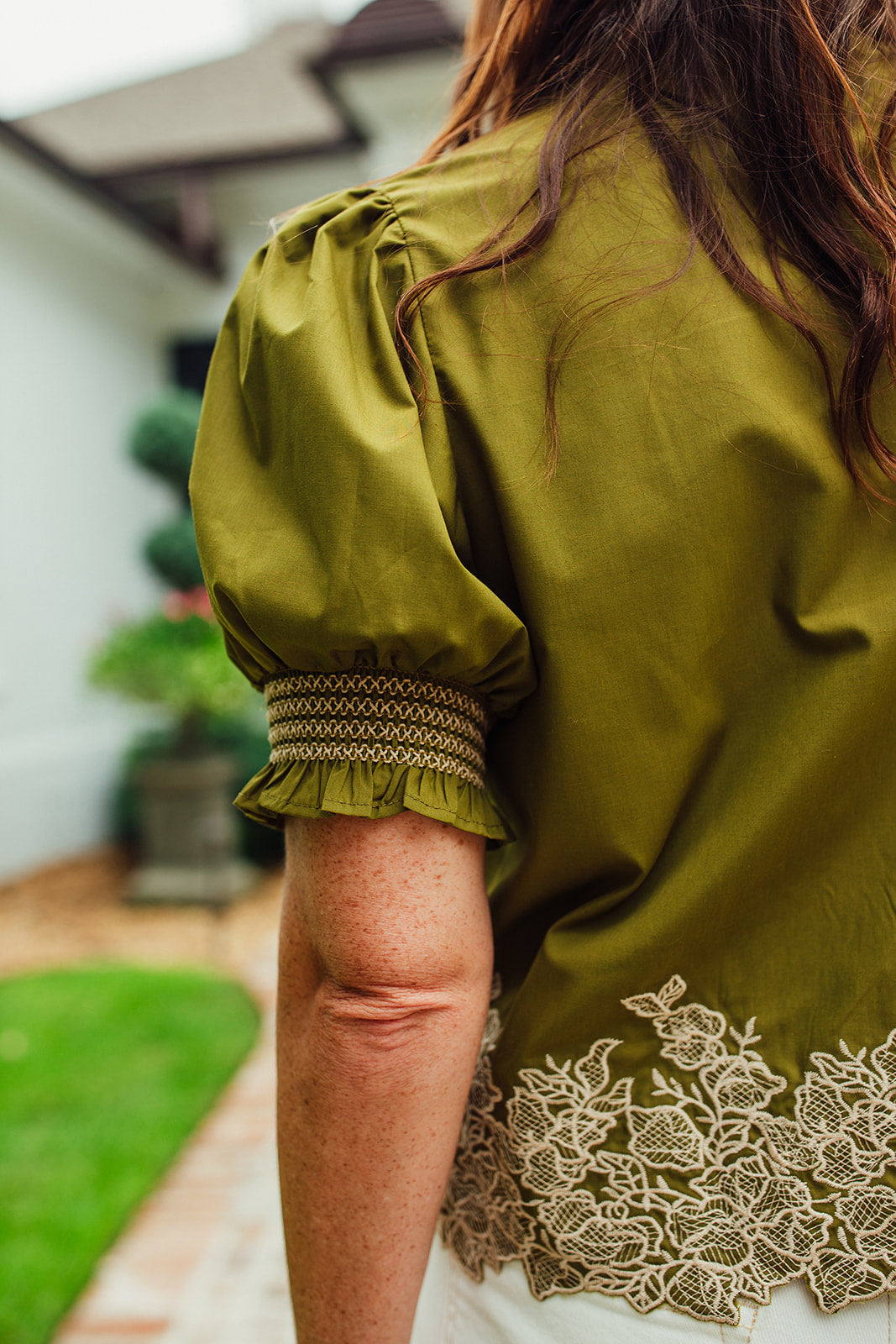 Allee Embroidered Top- Olive