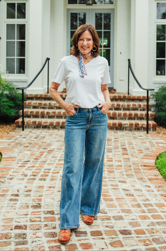 Jasper V-Neck Tee- White