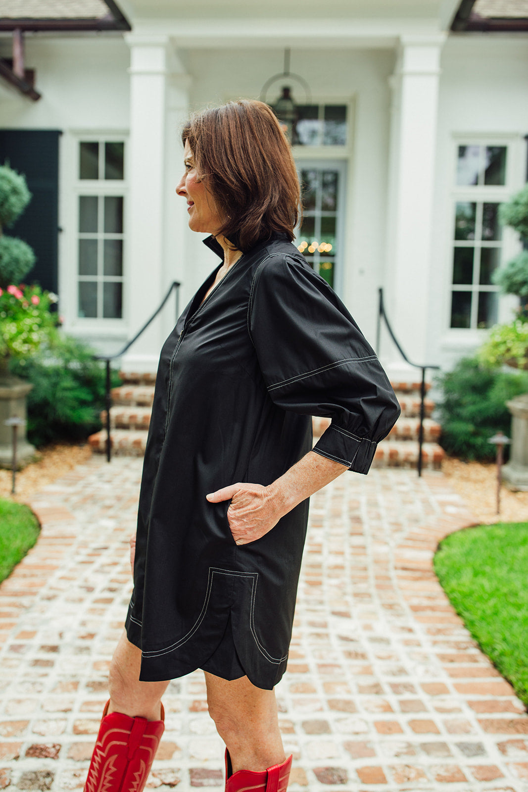 Gemma Black Zipper Front Dress