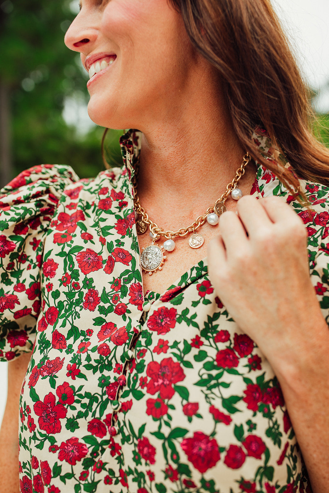 Amelie Ecru Floral Print Midi Dress