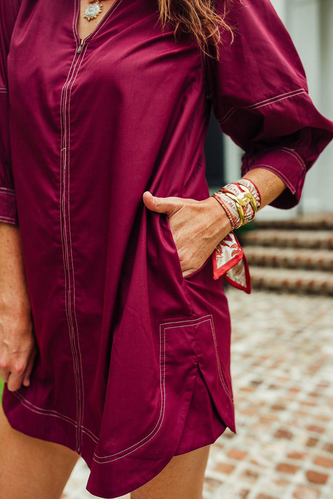 Gemma Burgundy Zipper Front Dress