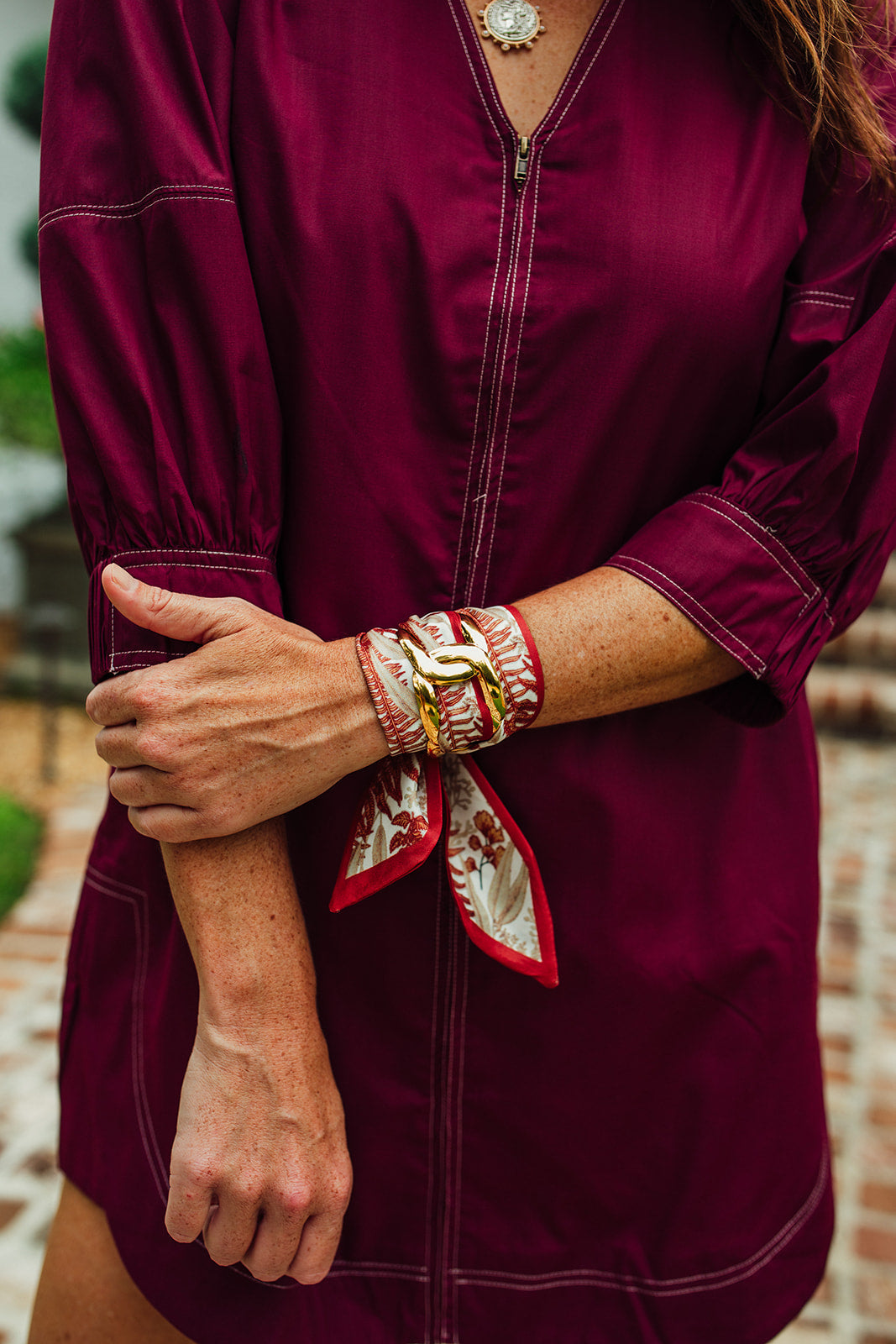 Gemma Burgundy Zipper Front Dress