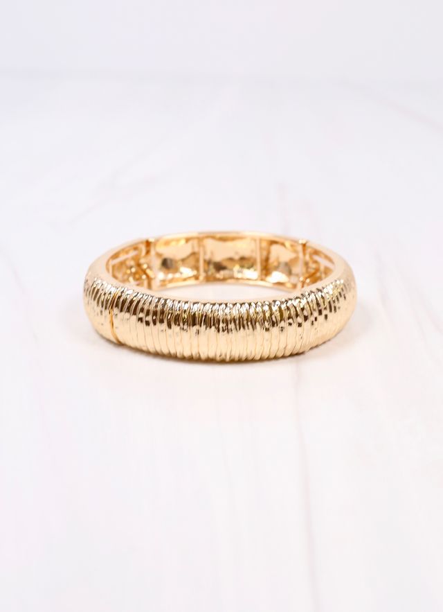 Danny Ribbed Stretch Bracelet Gold