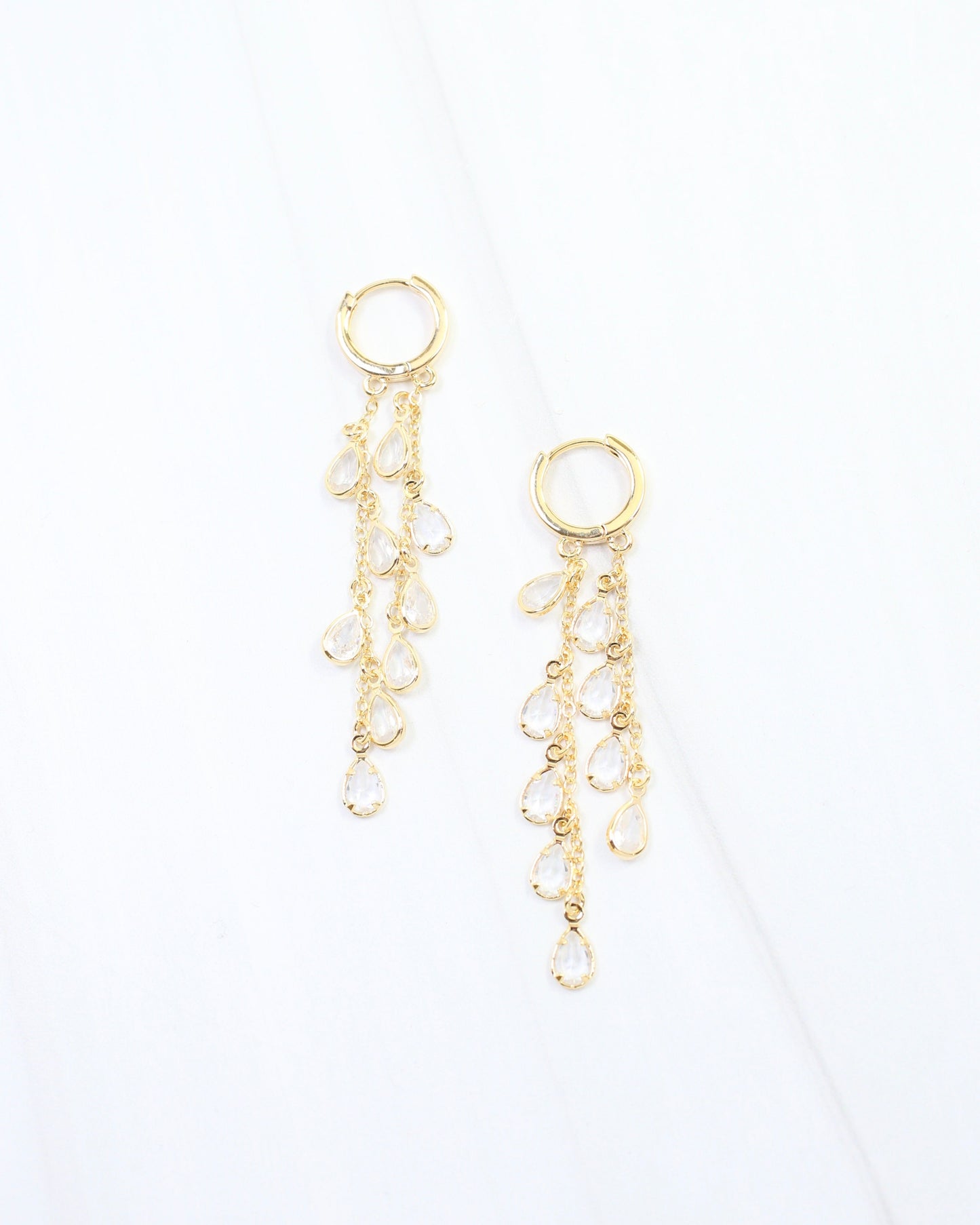 Nancy CZ Huggie Dangle Earring WR Gold