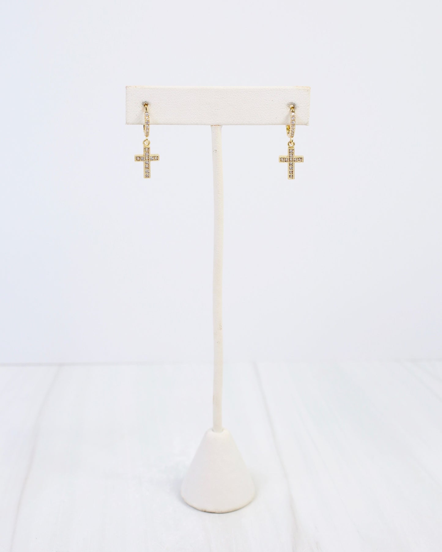 Darwin CZ Cross Earring Gold