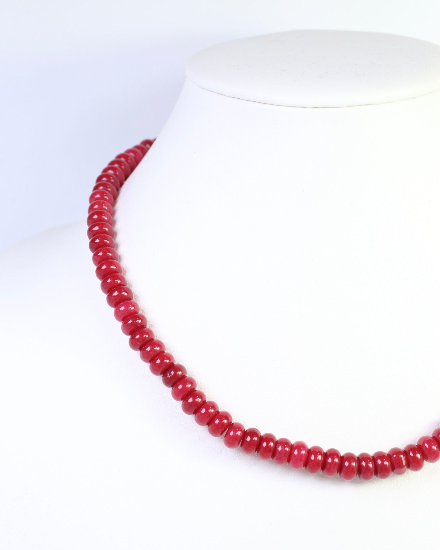 Gisela Stone Beaded Oval Clasp Necklace Burgundy