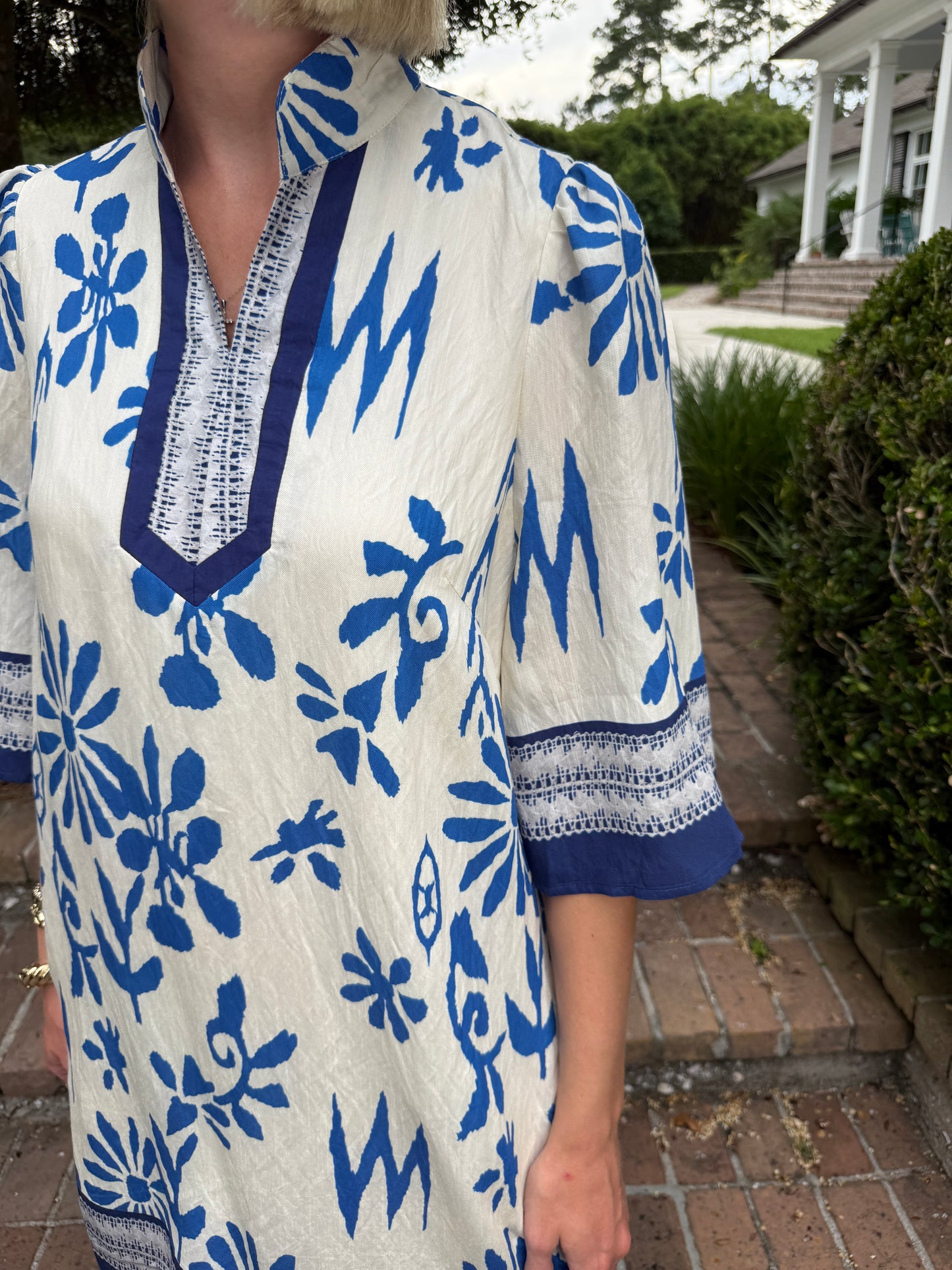 Adele Printed Dress- Blue