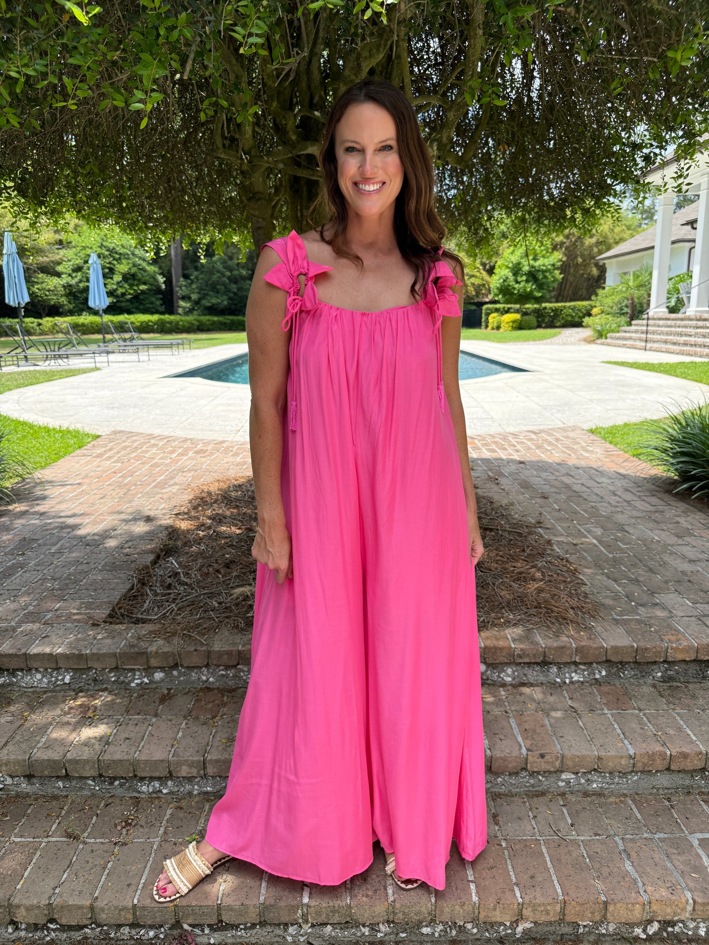 Vivian Pink Wide Leg Jumpsuit