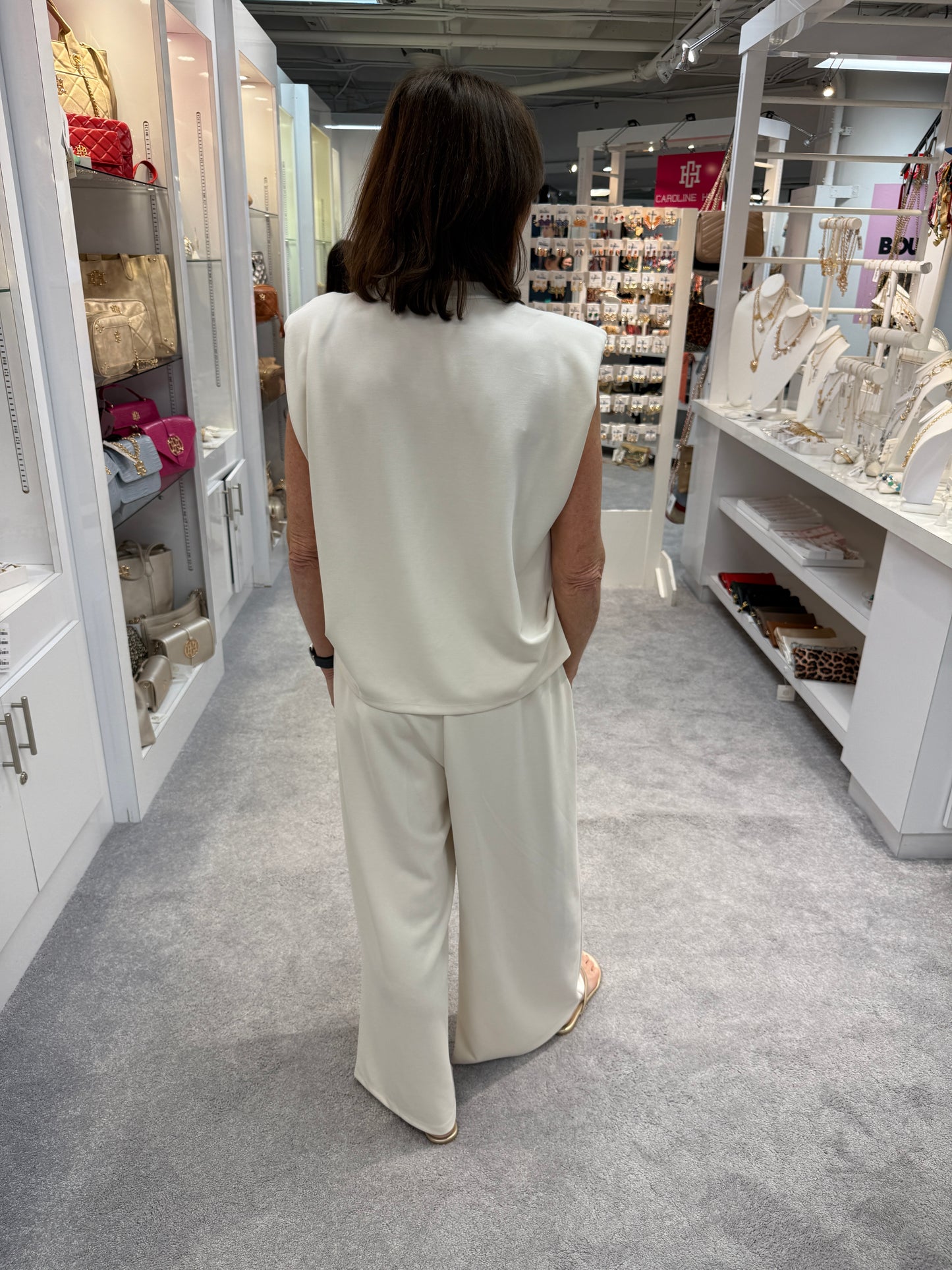 Hattie Sleeveless Top and Pant Set- Ivory