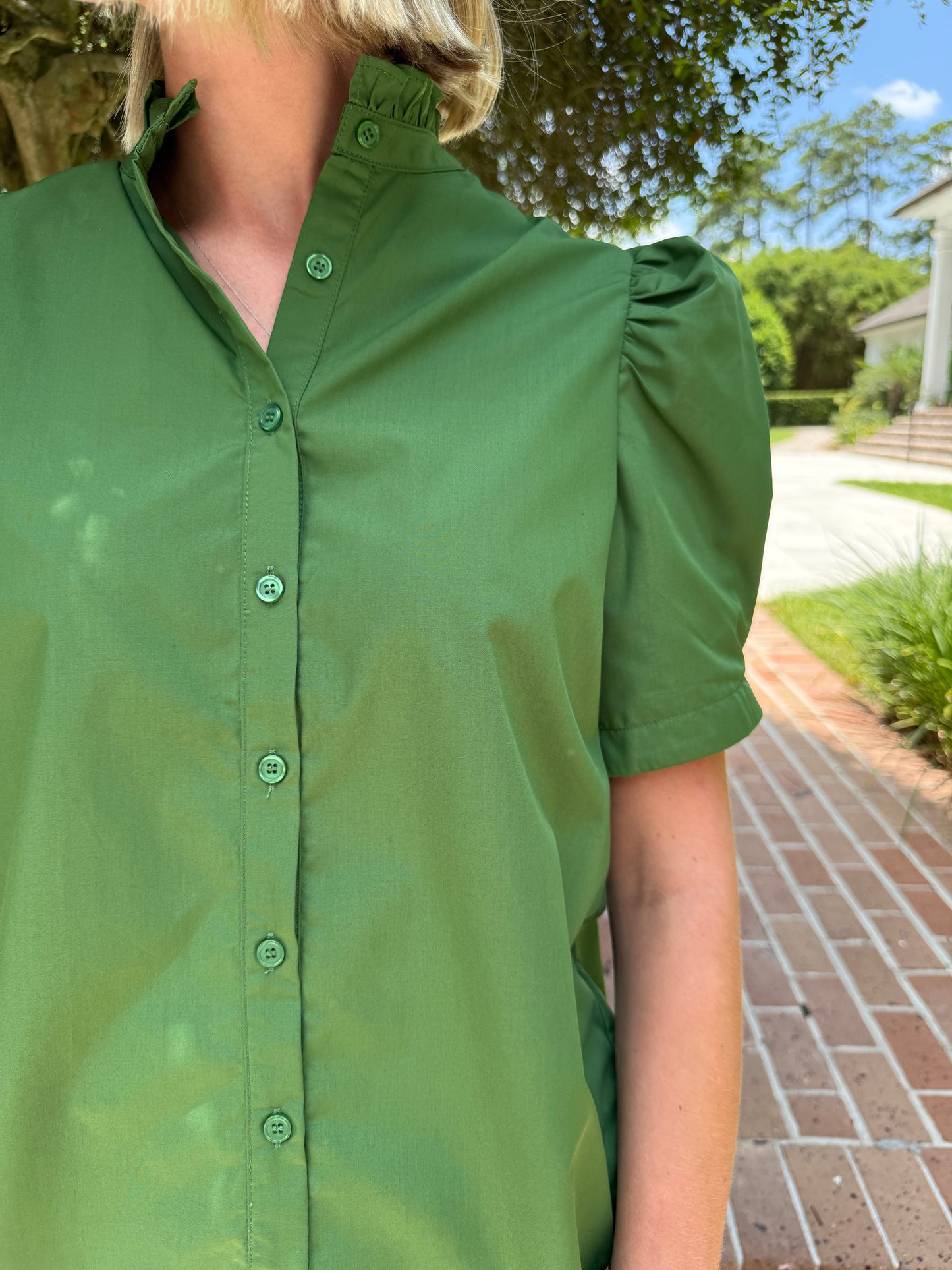 Cannon Buttoned Top- Green