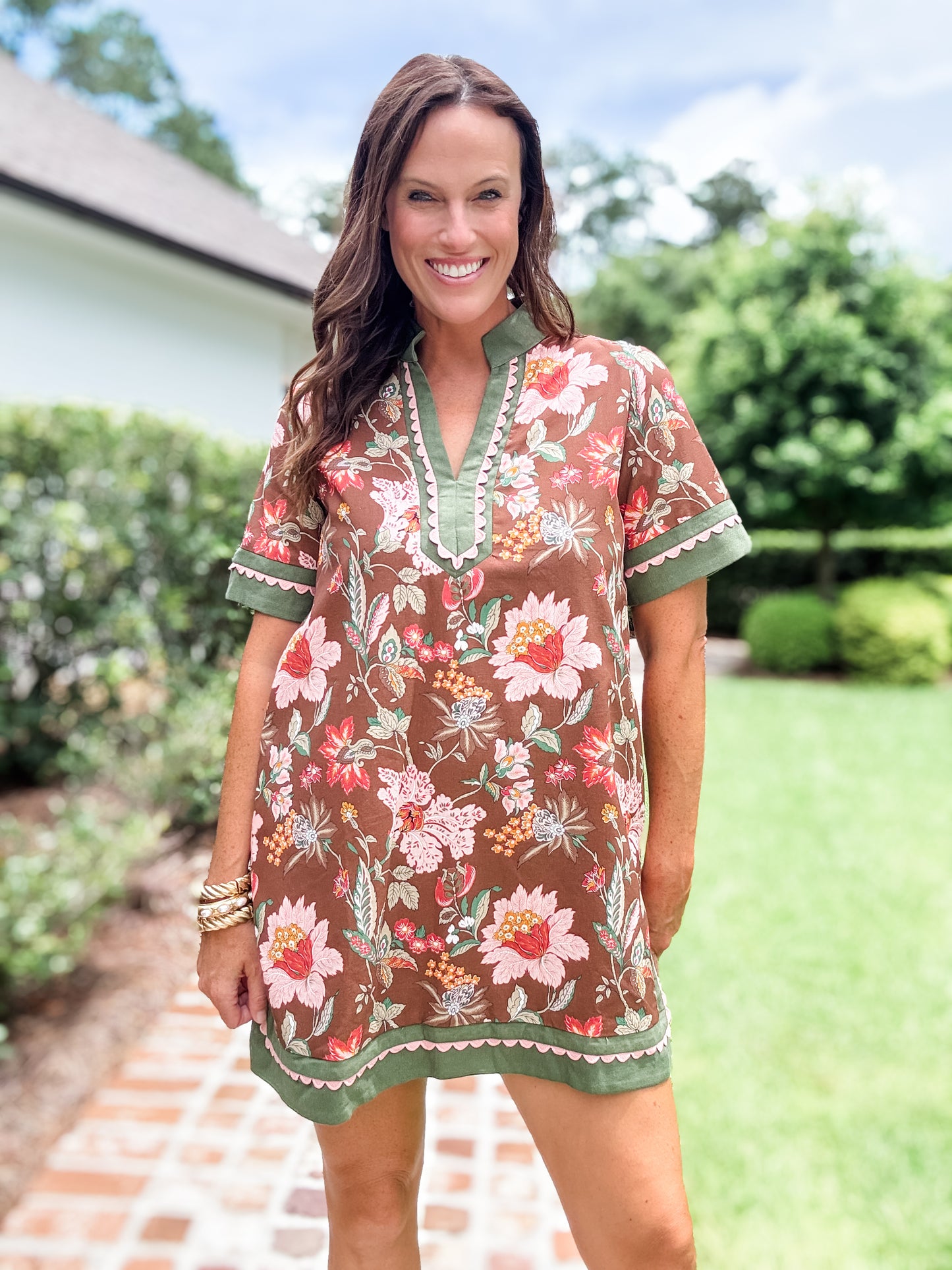 Reed Floral Dress-Brown