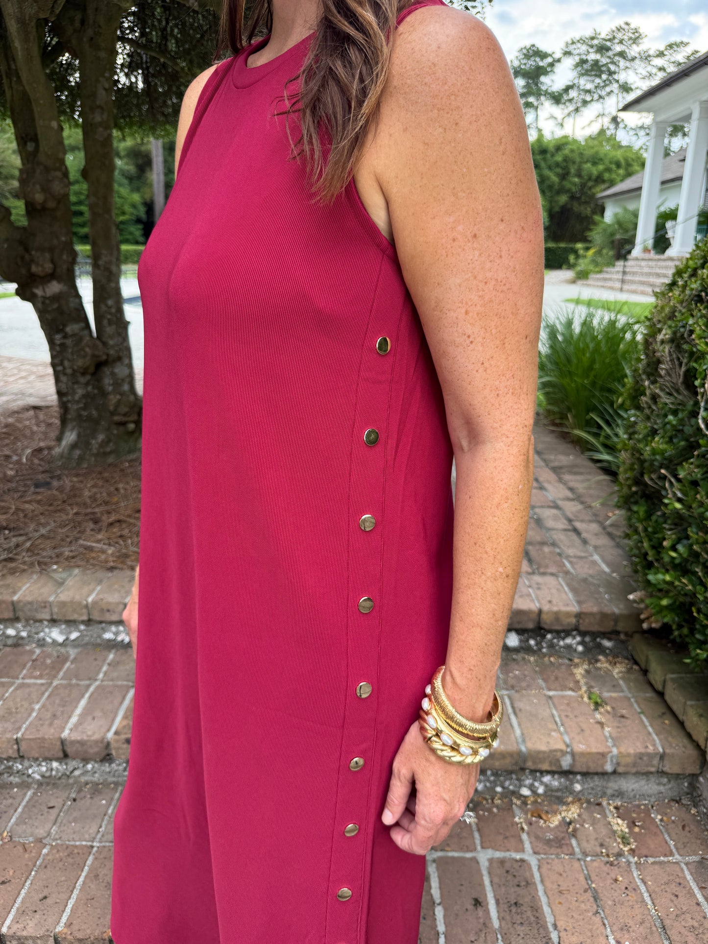 Landry Ribbed Midi Dress- Garnet