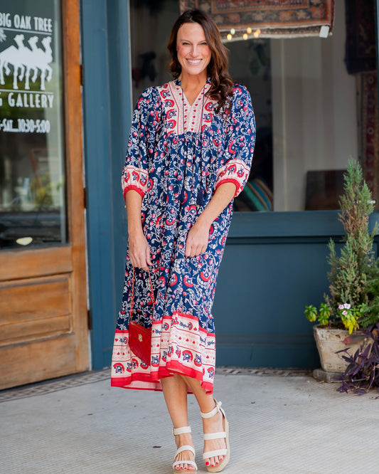 Blanding Border Print Dress