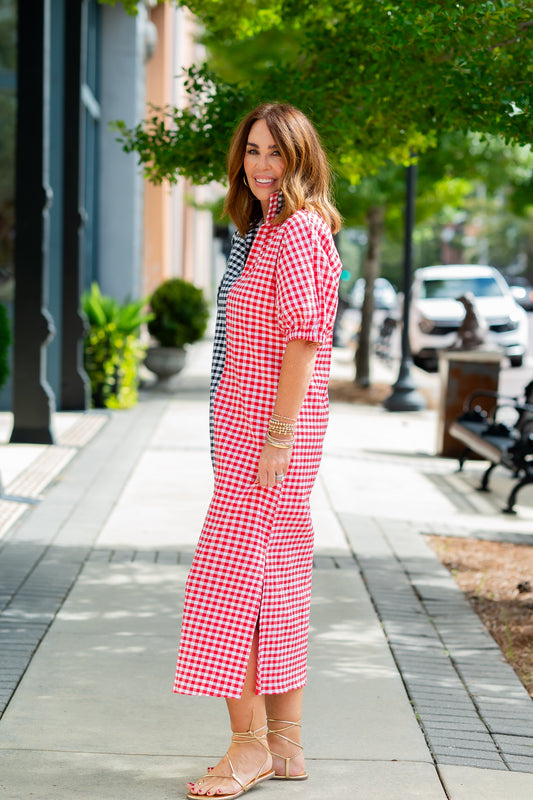 Annie Red and Black Gingham Dress