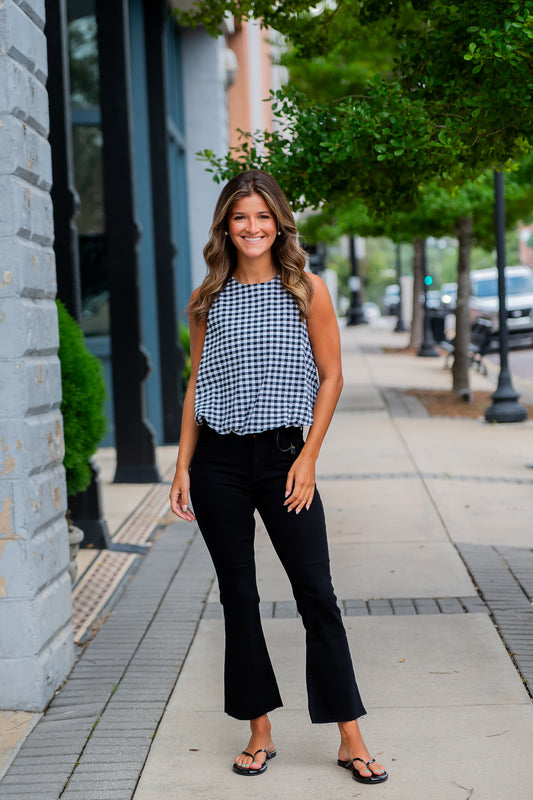 Annie Black Gingham Top