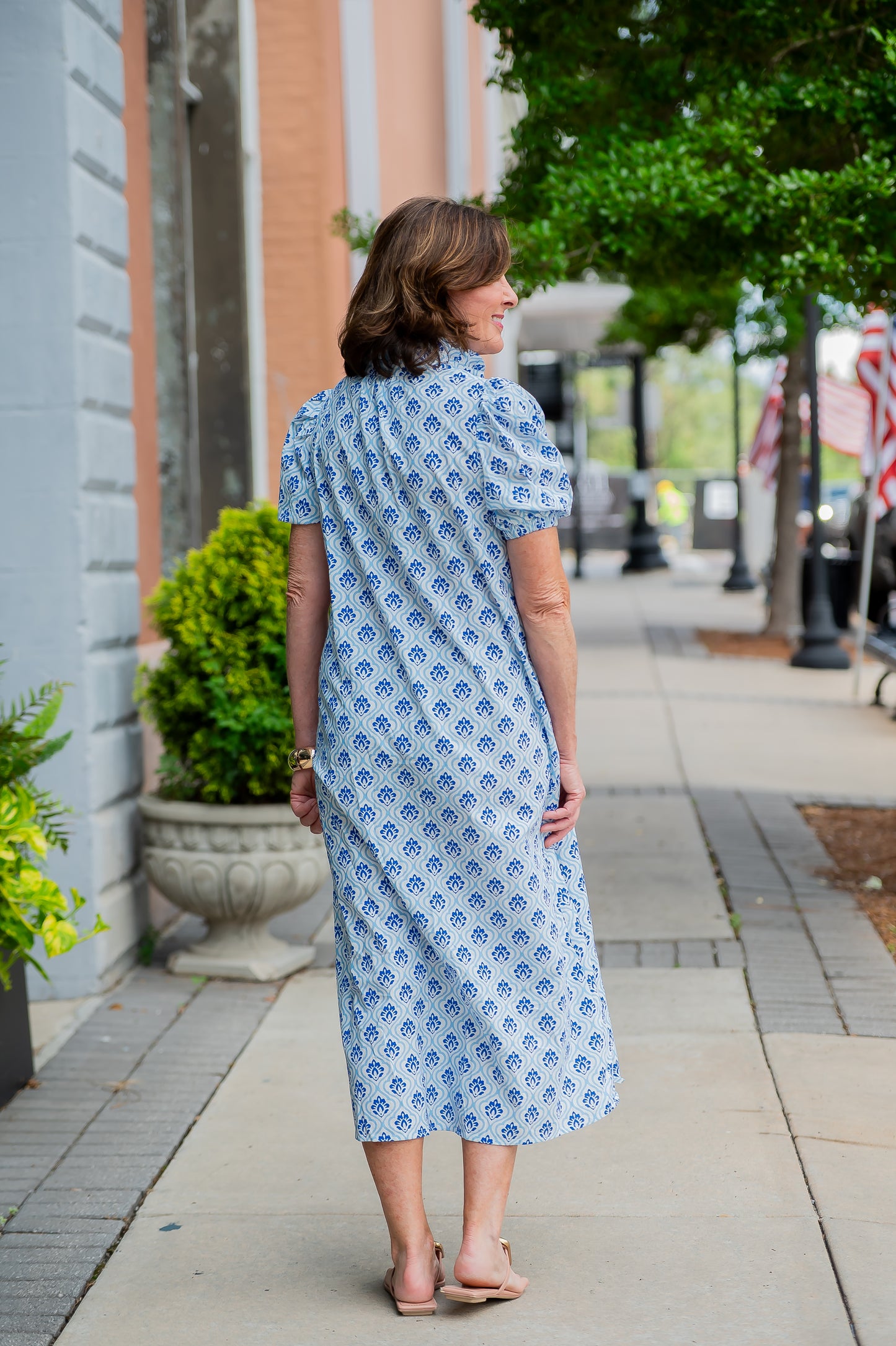 Lara Button Down Dress-Blue