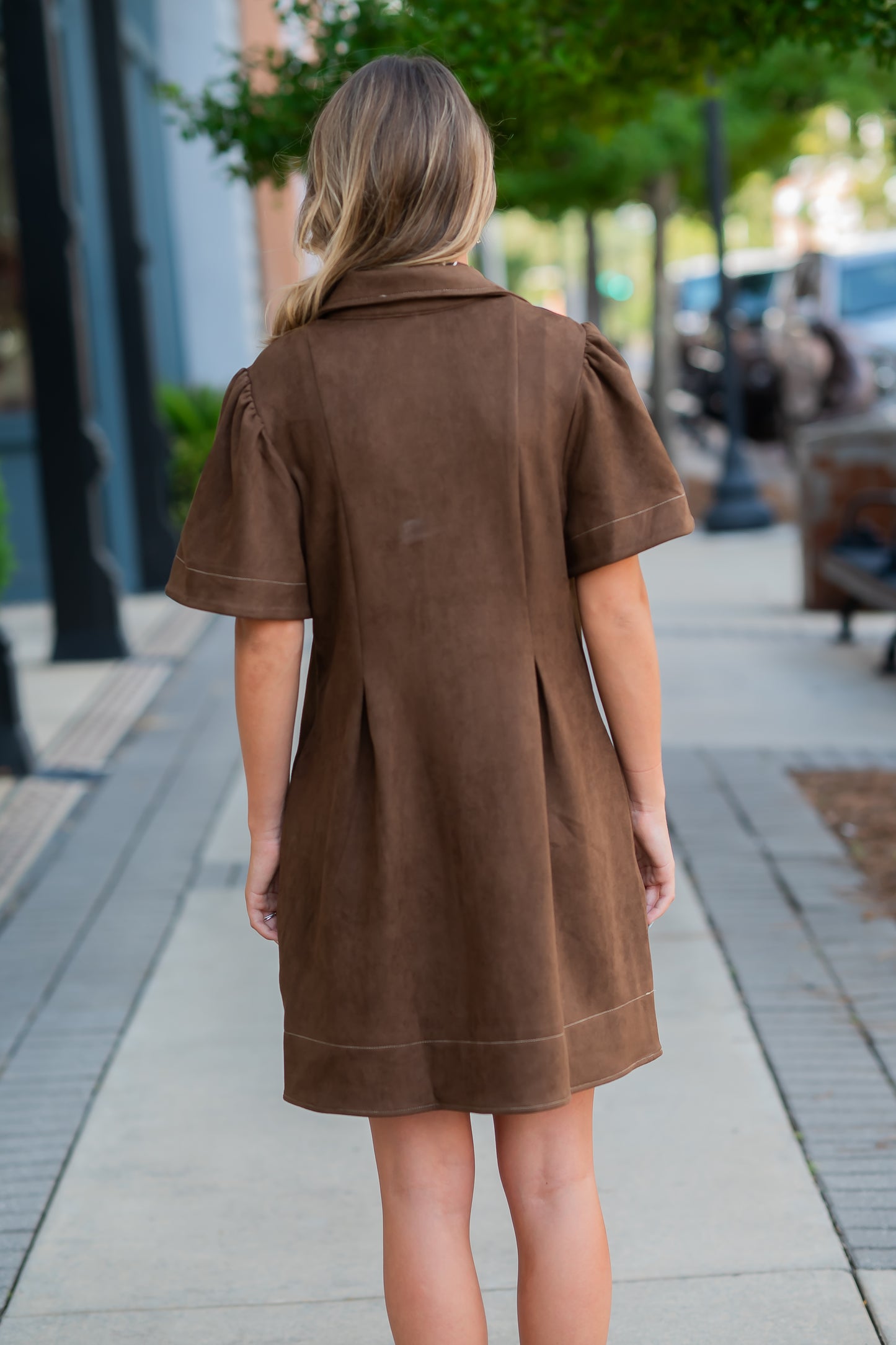 Layne Suede Dress-Brown