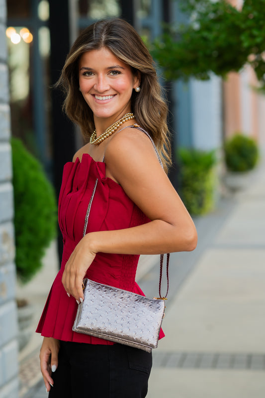 Graylee Pleated Top-Ruby