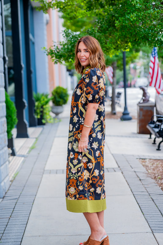 Katie Floral Dress-Black