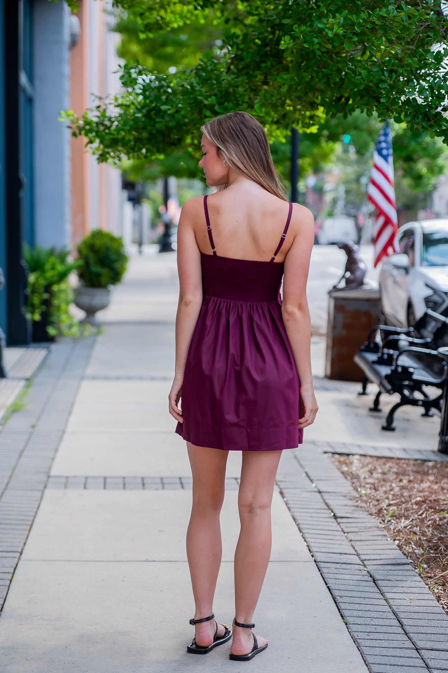 Stassi Pleated Dress-Merlot