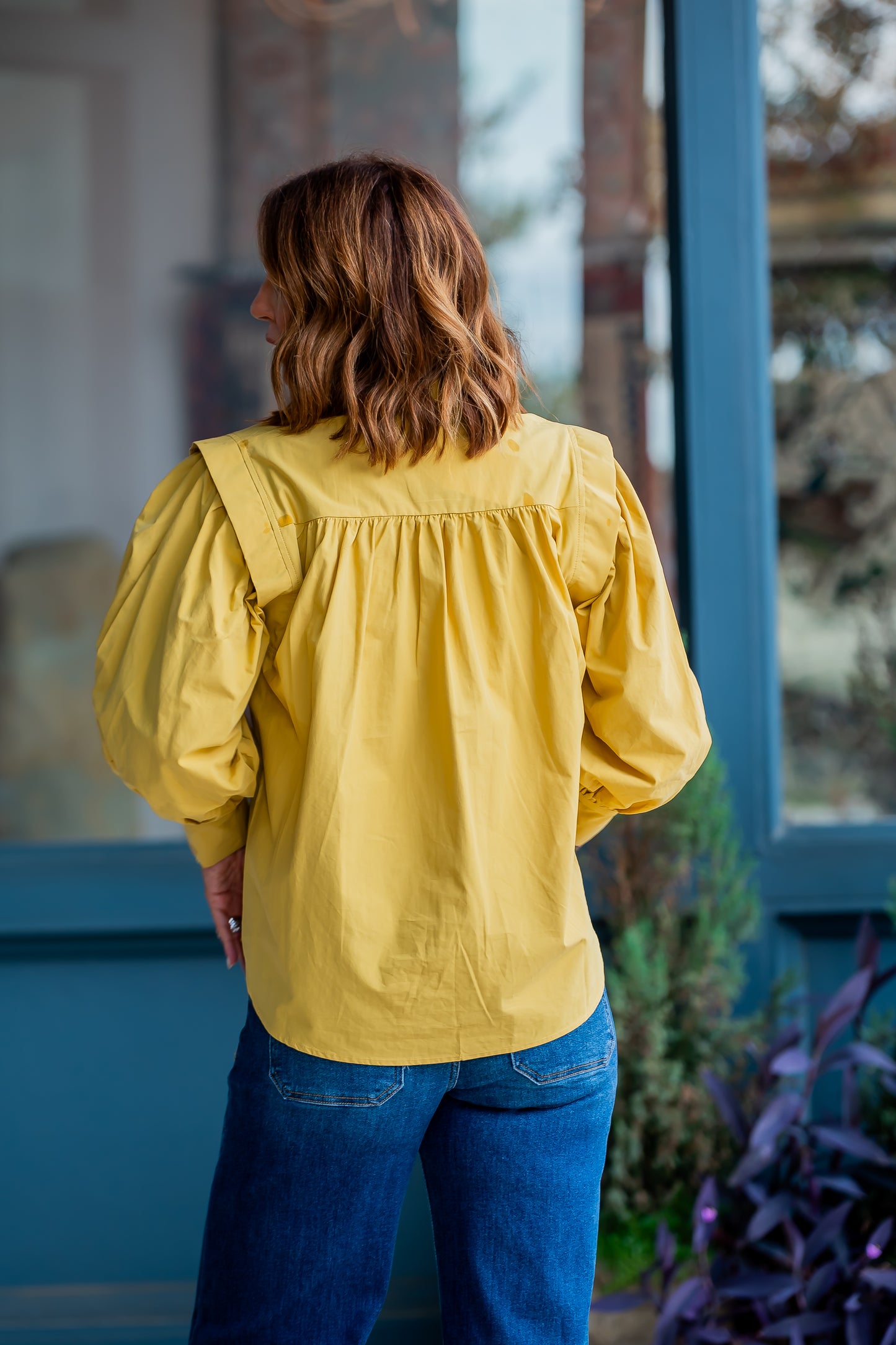 Faroe Pleat Shoulder Balloon Sleeve Blouse