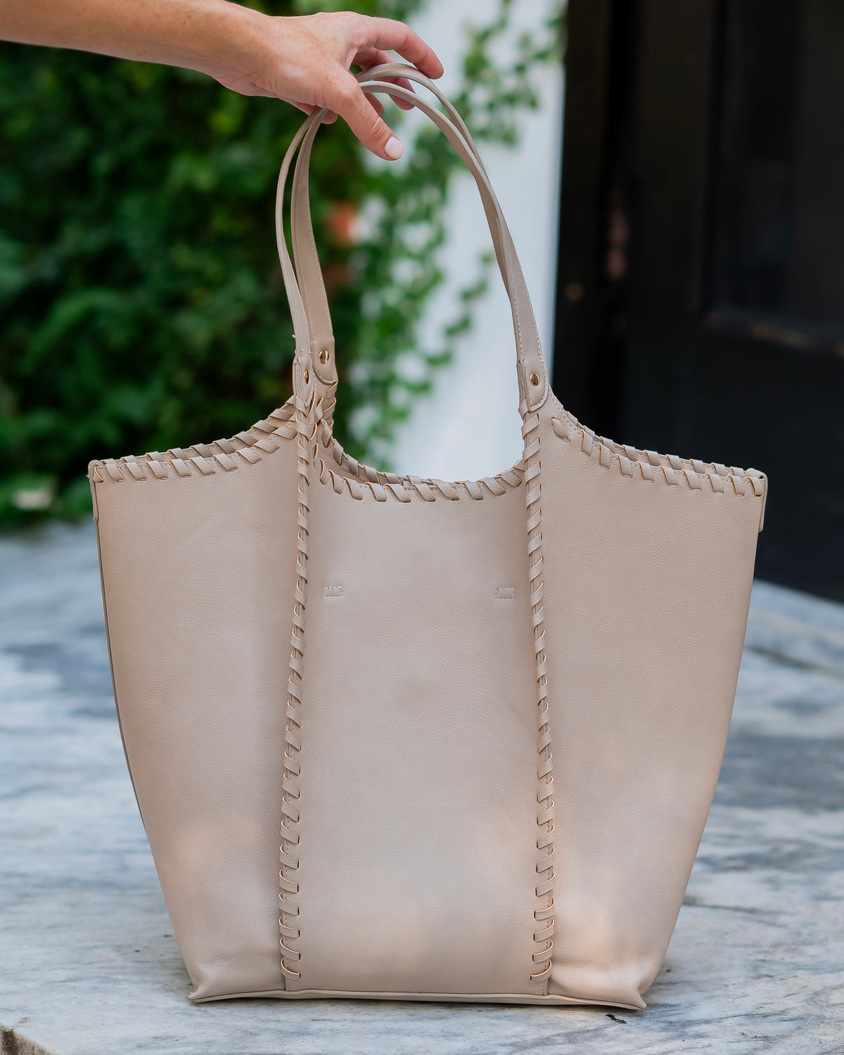 Emory Whipstitch Tote Stone