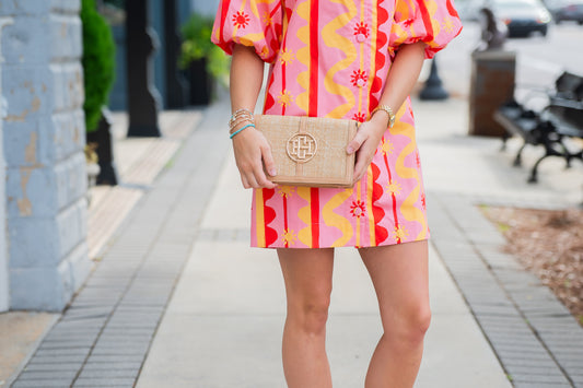 Cecilia Circle Logo Handbag Natural Lattice