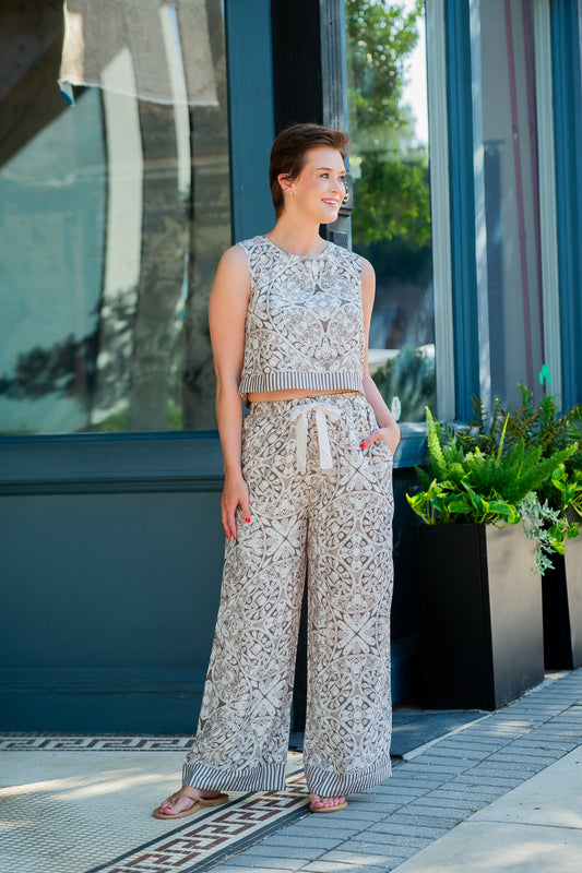 Maris Taupe Printed Pants