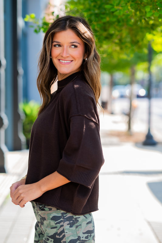 Tillie SS Sweater-Brown