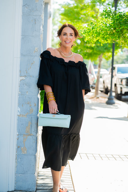 Harper Linen Ruffled Midi Dress