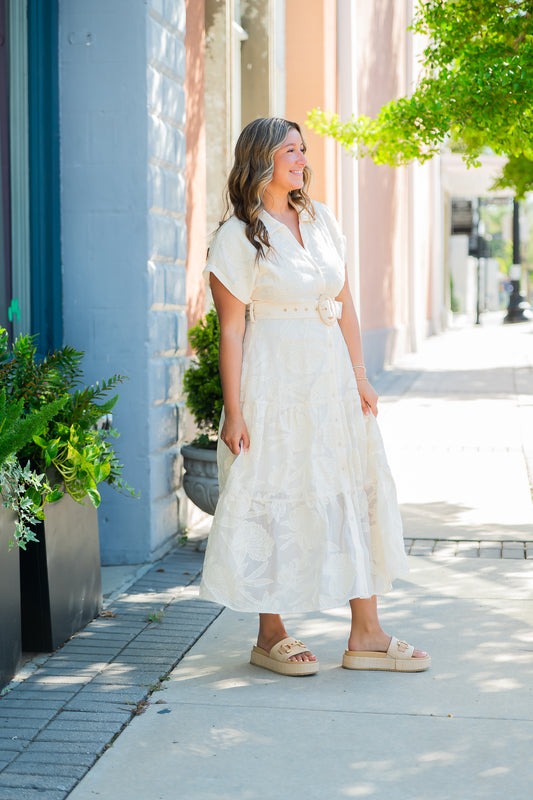 Emily Embroidered Short Sleeve Maxi Dress