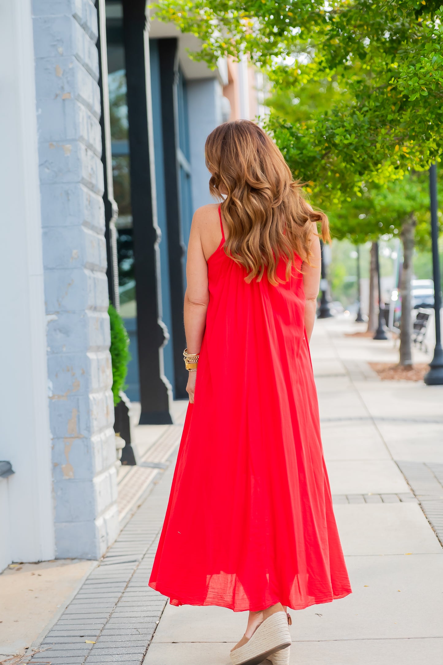 Cayman Textured Gauze Maxi Dress - Red