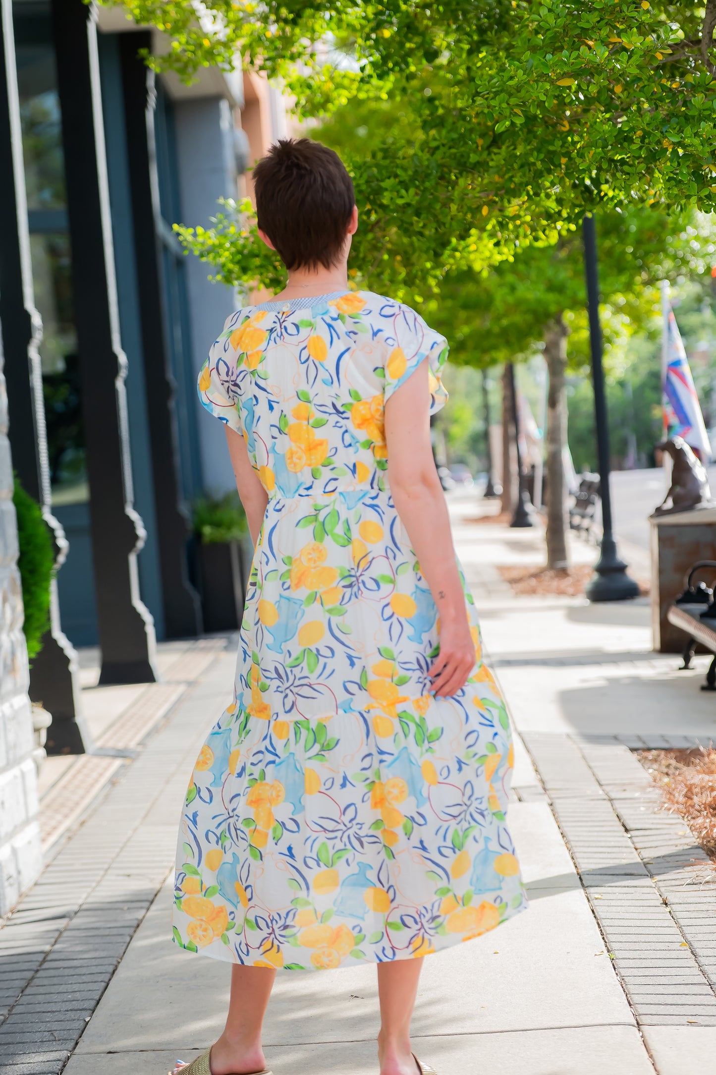Miami Short Sleeve Lemon Detail Dress