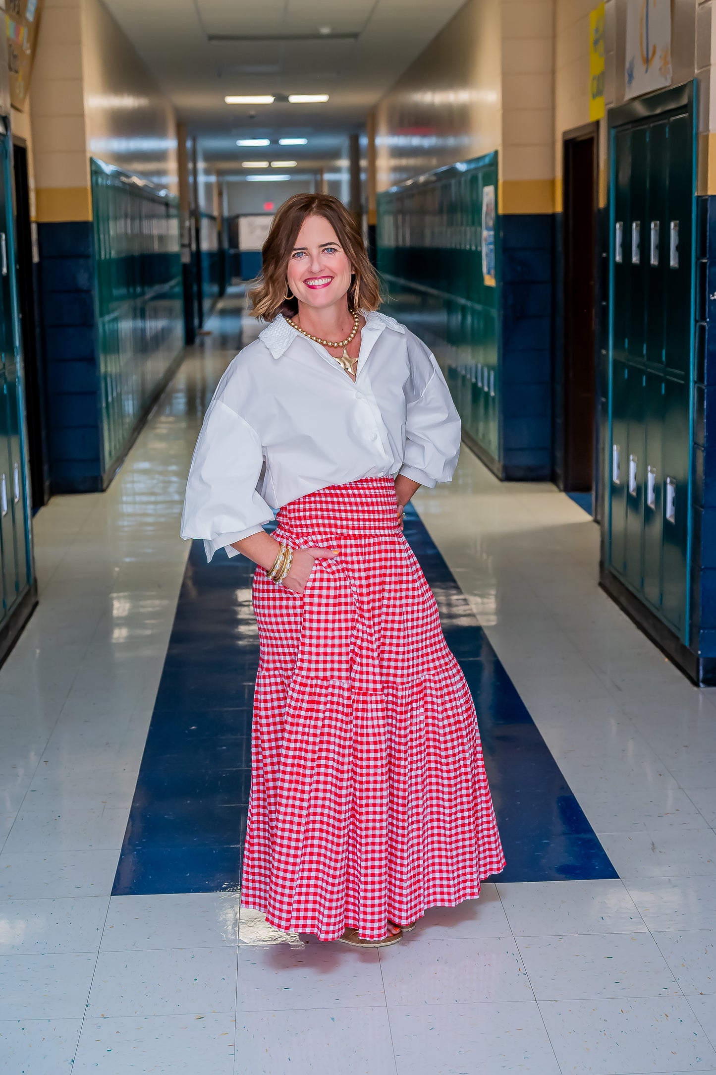 Annie Red Gingham Skirt