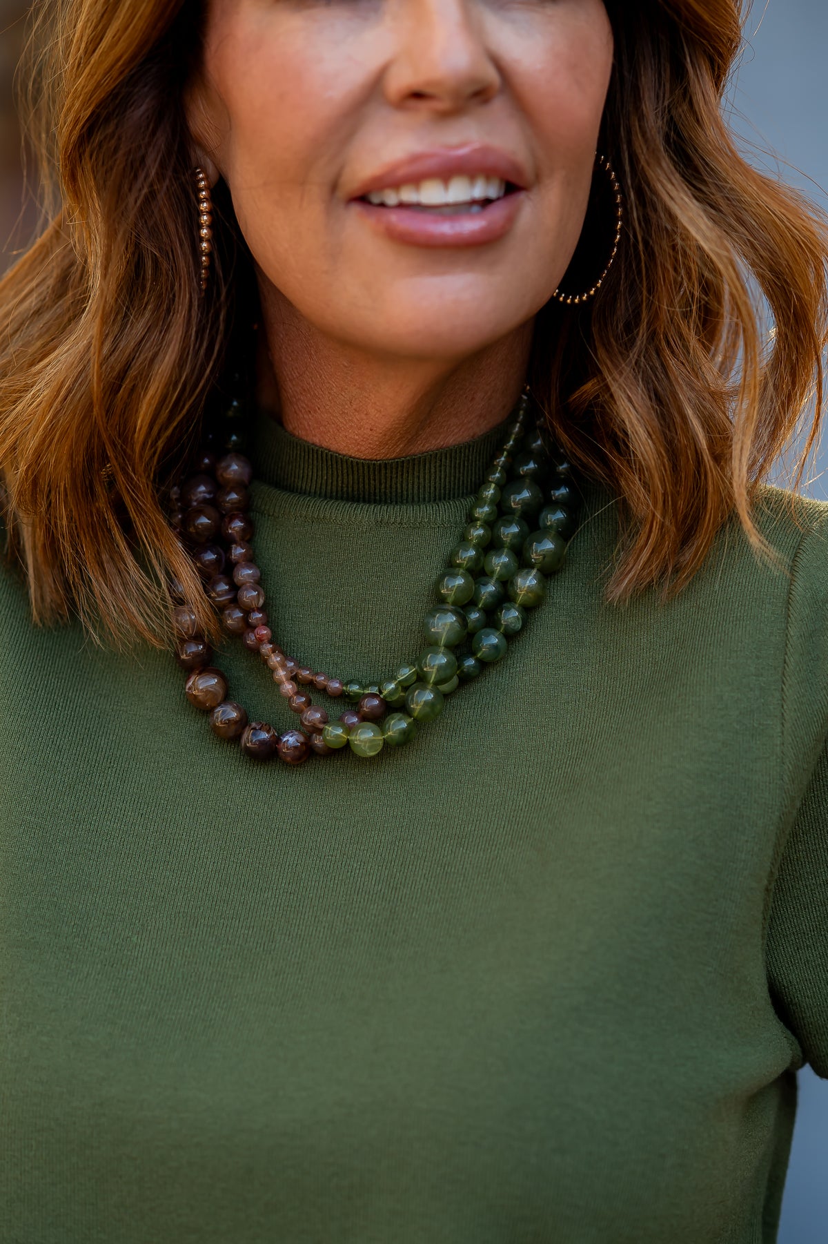 Norma Lace Trim Top-Olive