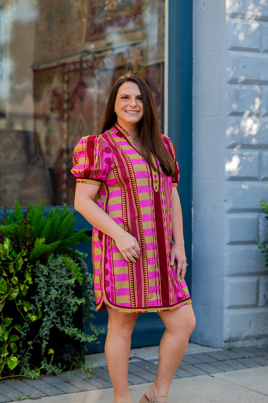 Noel Geo Short Dress-Plum