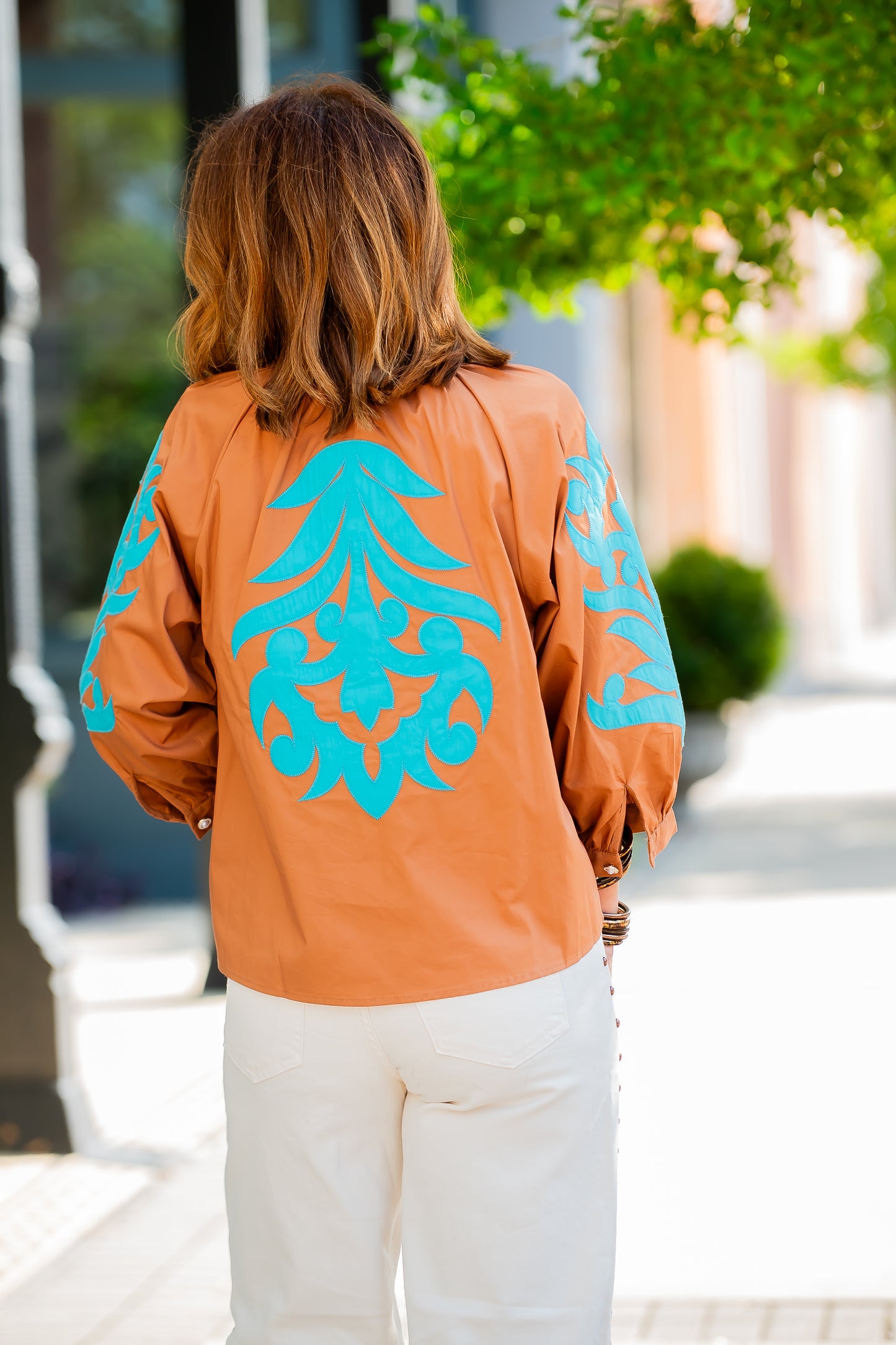 Emerson Applique Top-Toffee/Turq