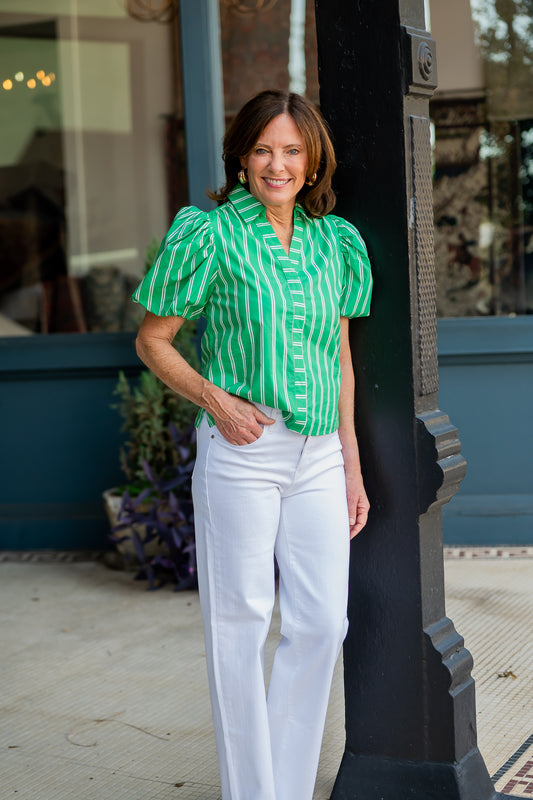 Addison Green Stripe Top