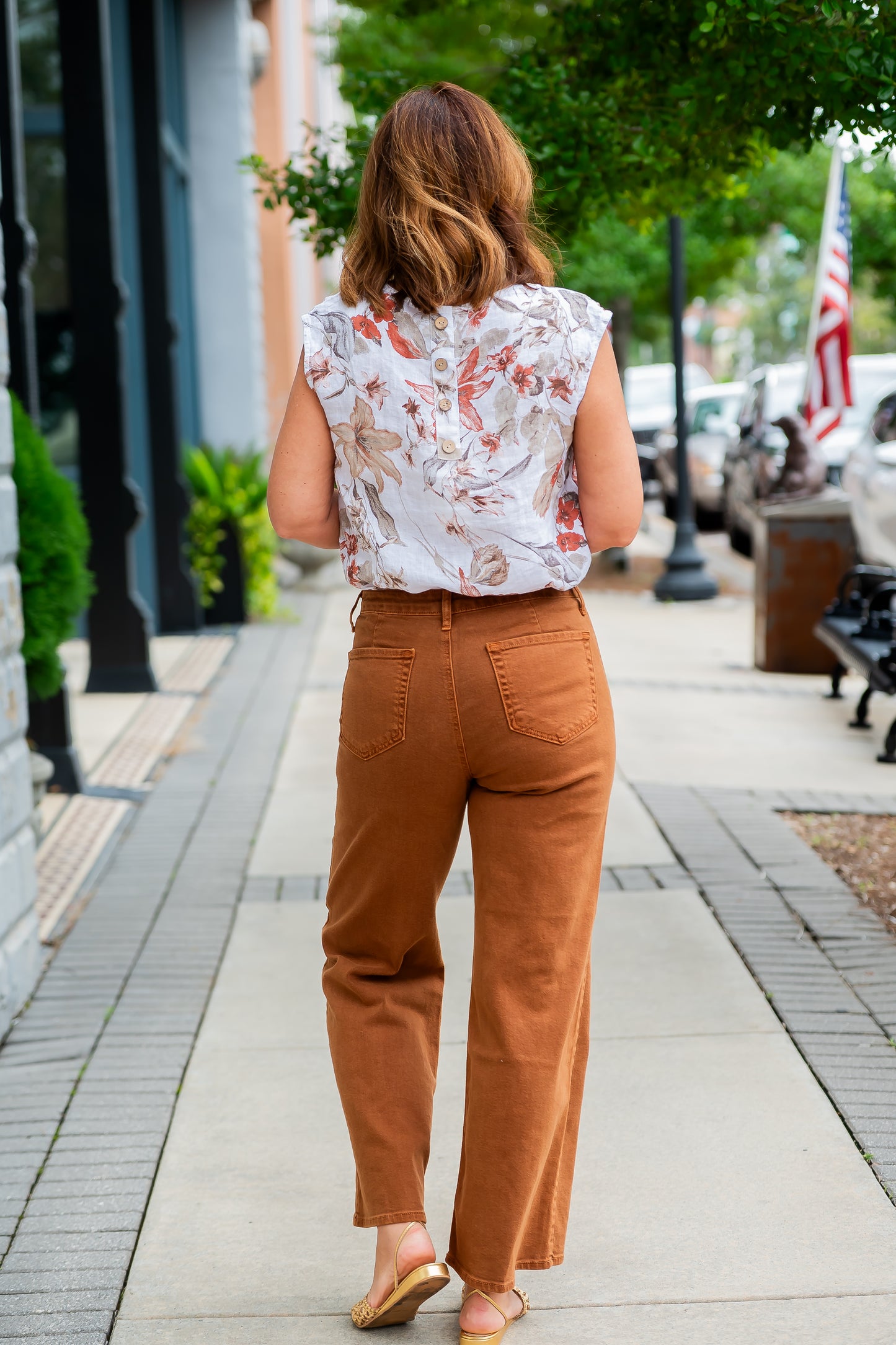 Gia Trouser Wide Leg-Rust