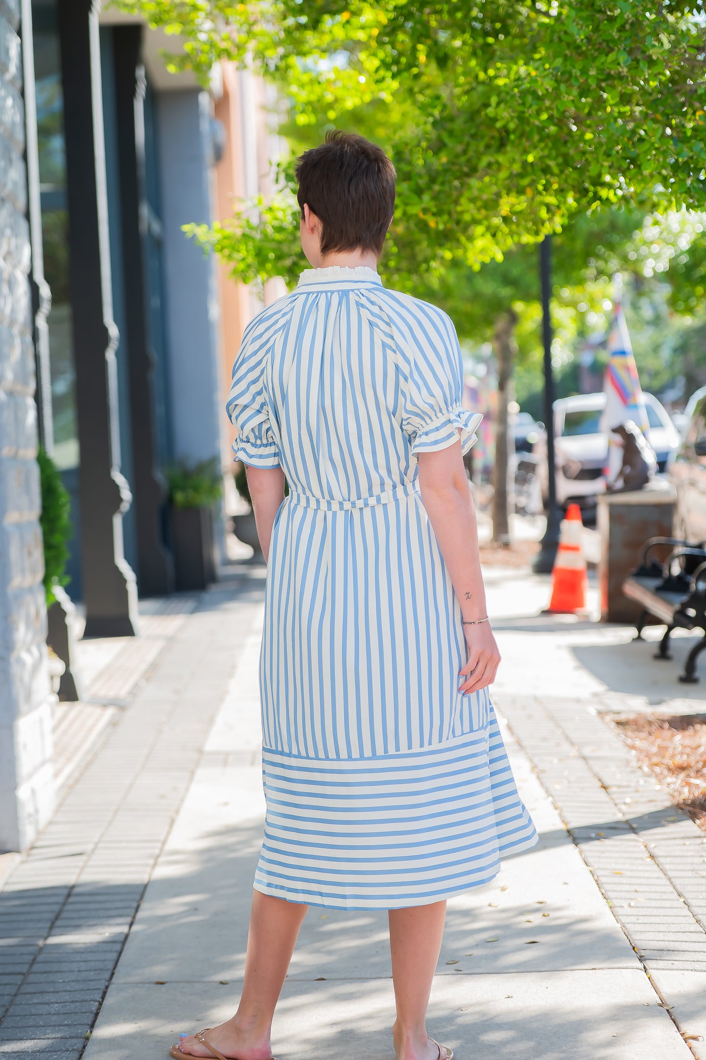 Luna Stripe Print Button Down Dress
