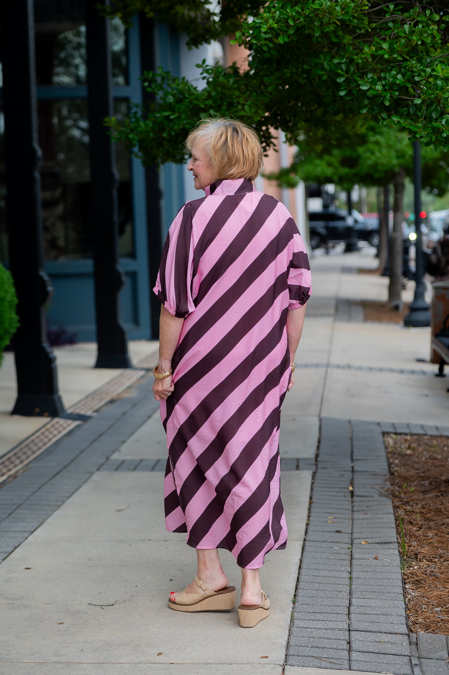 Elsa Striped Dress-Lt Pink