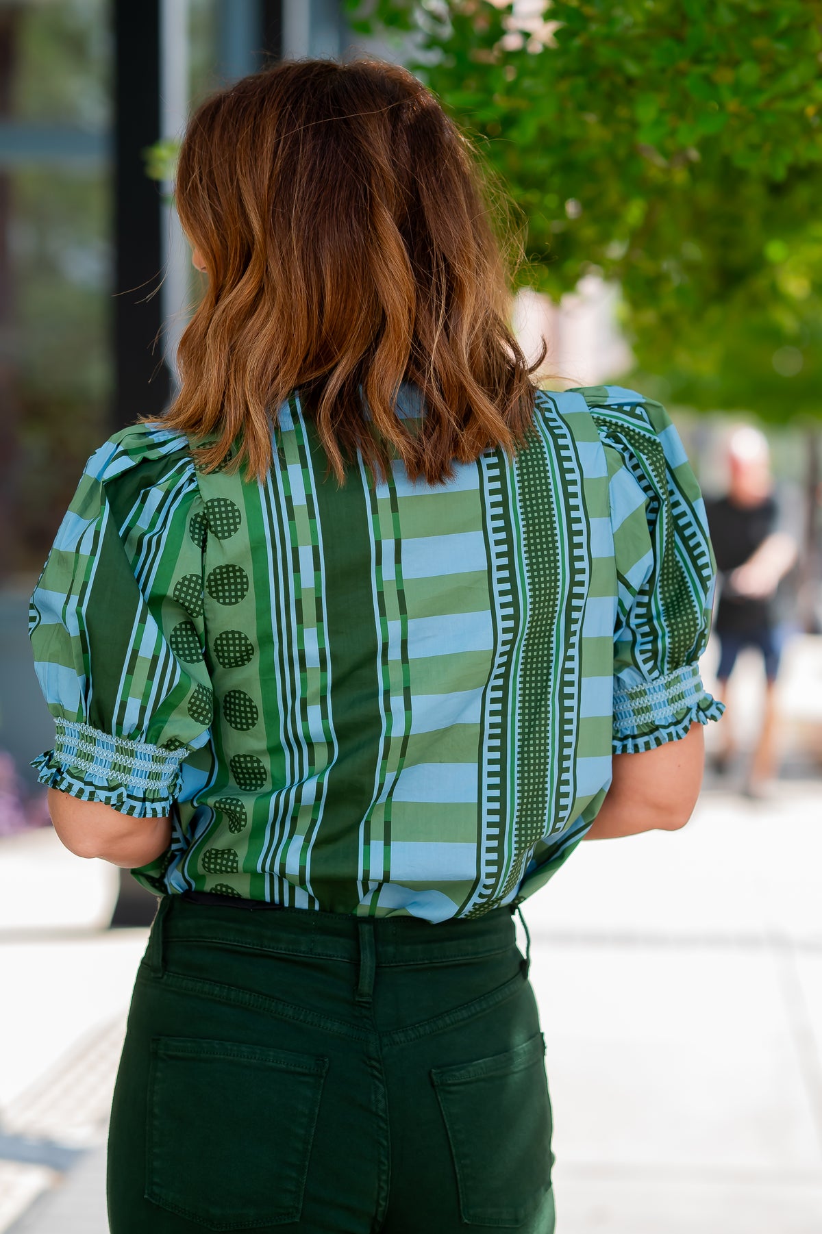 Emry Mixed Print Top-Olive