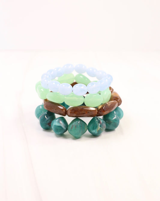 Joplin Marble Beaded Bracelet Set Turquoise