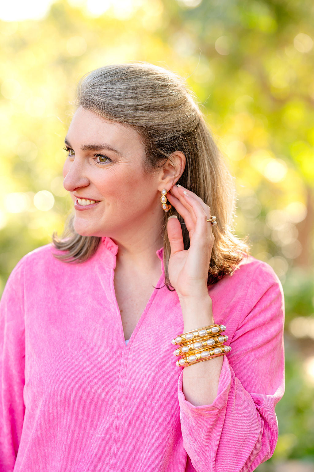 Dalma Pearl Hoop Earring Gold