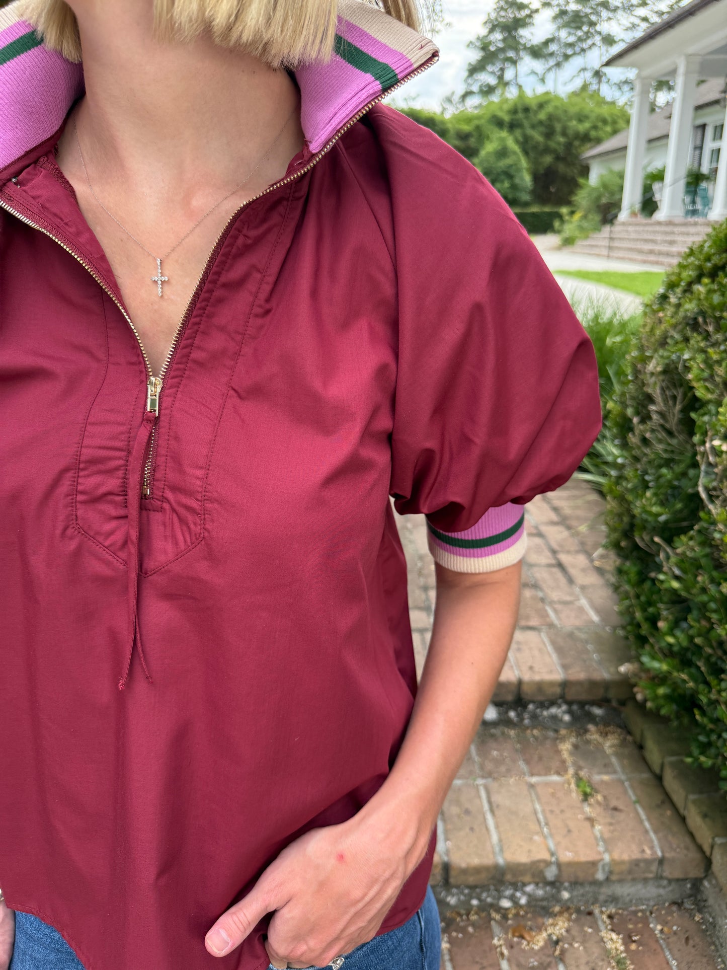 Ryals Zip Up Top- Garnet