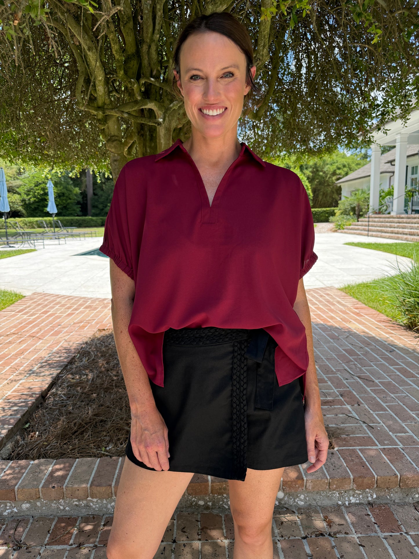 Roll On By Braided Waist Off Black Skort