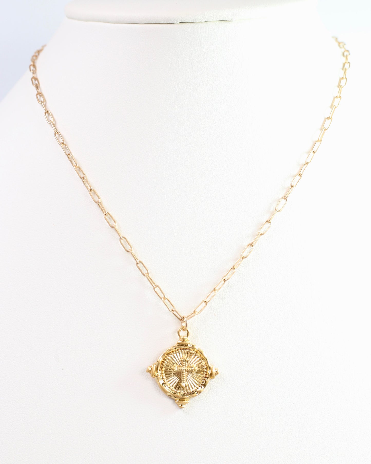 Capitola Cross Necklace Worn Gold