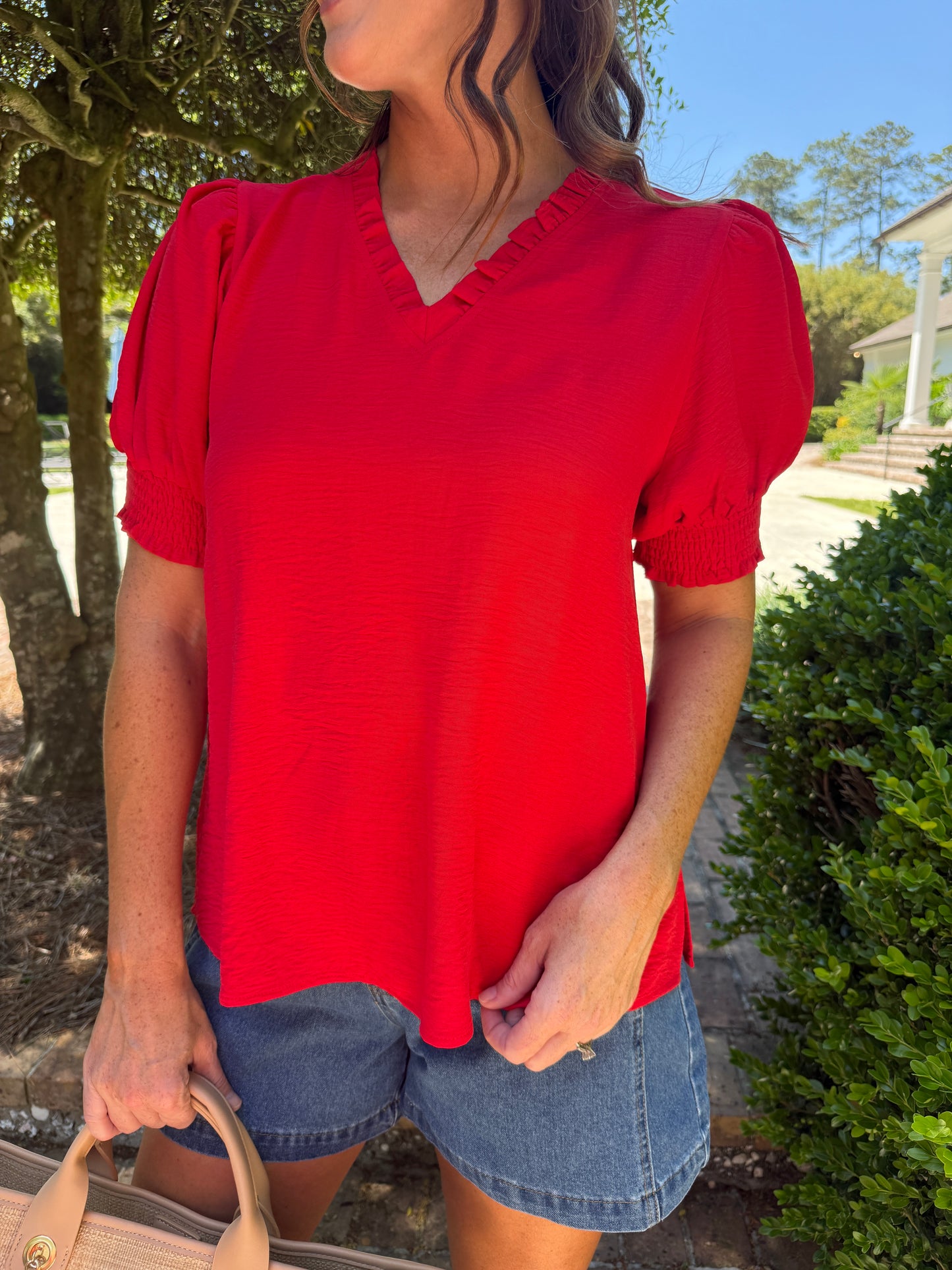 Linley Short Sleeve Red Top