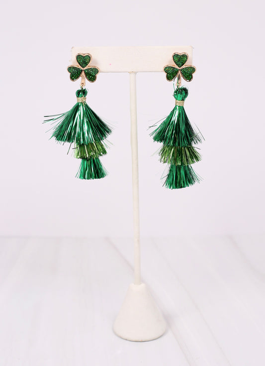 Clover Tassel Earring GREEN
